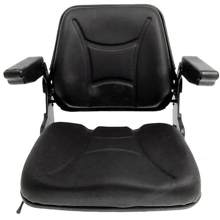 AFTERMARKET Universal FoldDown Seat w Armrests, Tractors, And Forklifts Black TS1100